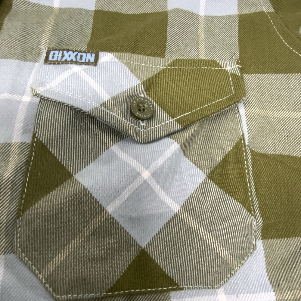 DIXXON Flannel Shirt Womens Medium Green Plaid Astoria Form Function Long Sleeve - Picture 5 of 14